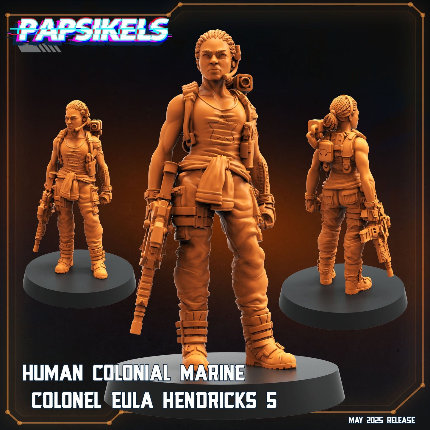 3D Printed Papsikels Human Colonial Marine Colonel Eula Hendricks Set May 2025 Alien vs. Humans Reconnaissance 28mm 32mm - 3D Printing Boss 
