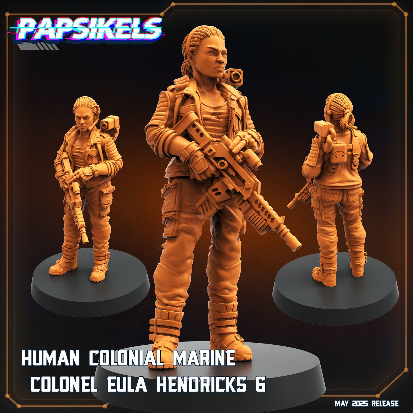 3D Printed Papsikels Human Colonial Marine Colonel Eula Hendricks Set May 2025 Alien vs. Humans Reconnaissance 28mm 32mm - 3D Printing Boss 
