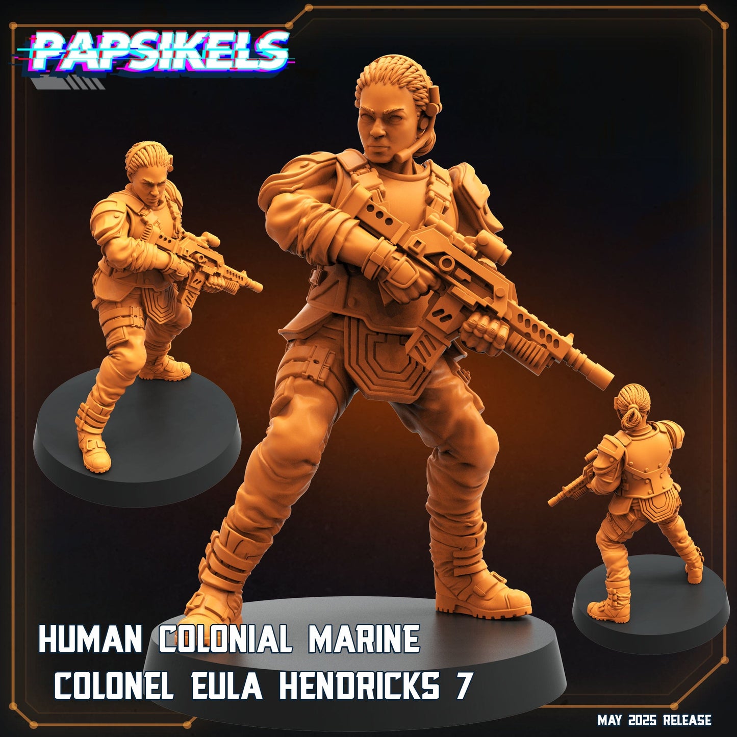 3D Printed Papsikels Human Colonial Marine Colonel Eula Hendricks Set May 2025 Alien vs. Humans Reconnaissance 28mm 32mm - 3D Printing Boss 