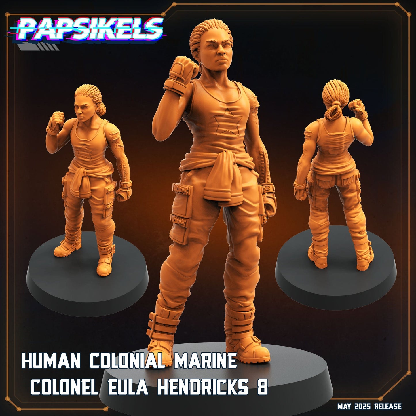 3D Printed Papsikels Human Colonial Marine Colonel Eula Hendricks Set May 2025 Alien vs. Humans Reconnaissance 28mm 32mm - 3D Printing Boss 