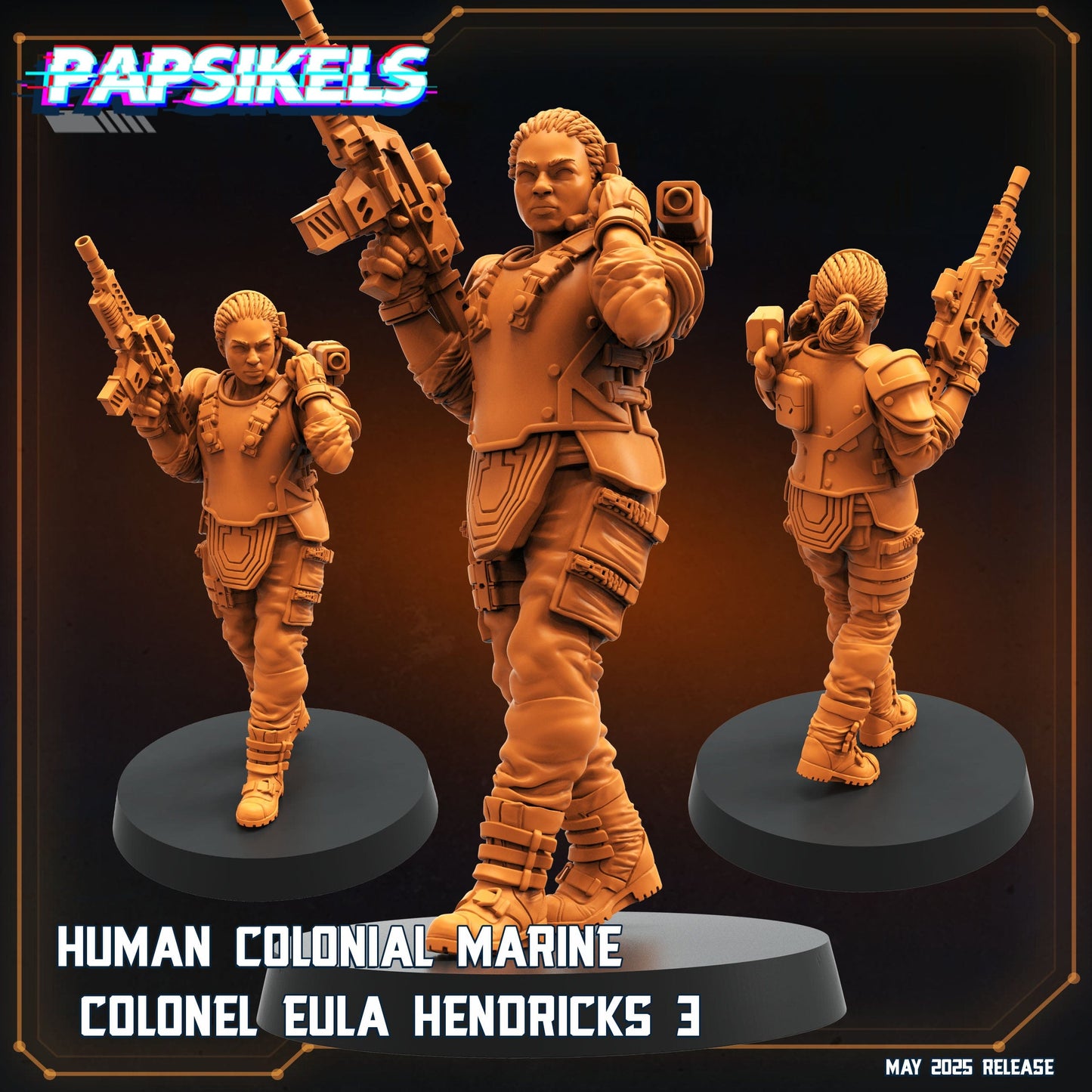 3D Printed Papsikels Human Colonial Marine Colonel Eula Hendricks Set May 2025 Alien vs. Humans Reconnaissance 28mm 32mm - 3D Printing Boss 