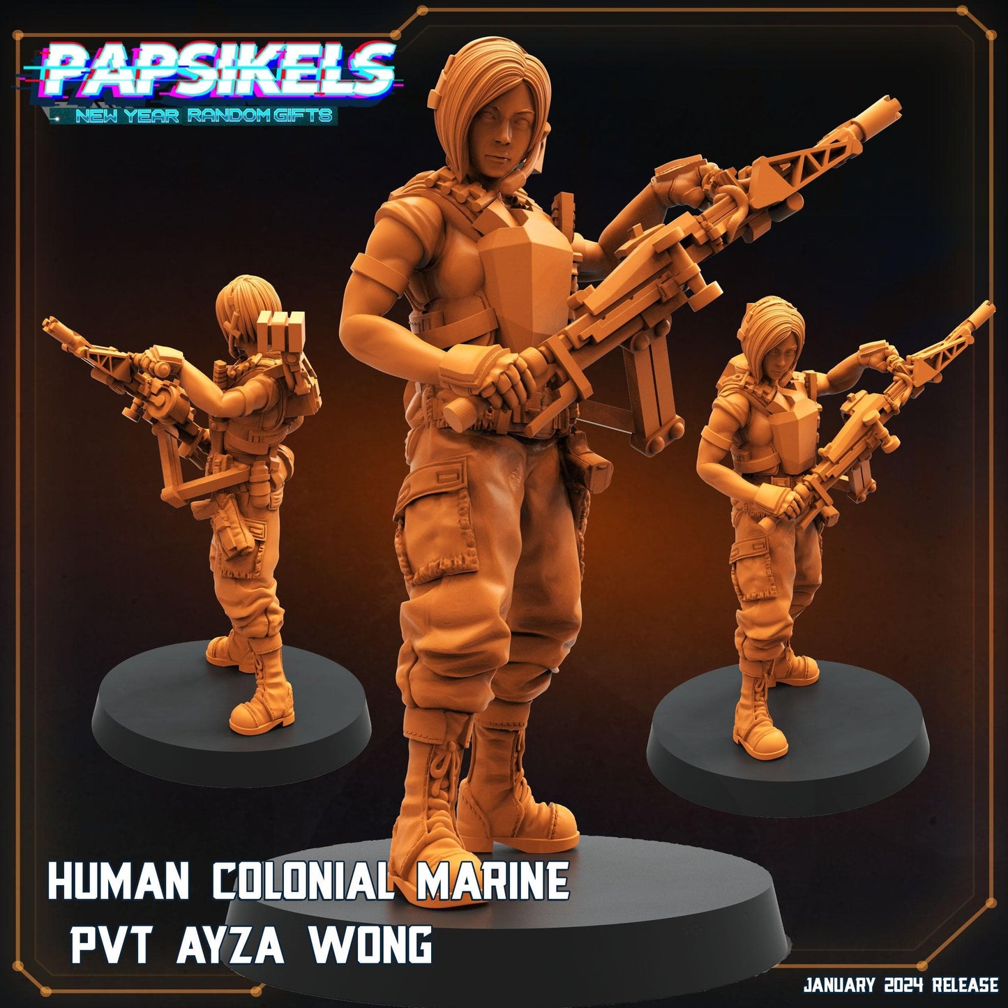 3D Printed Papsikels Human Colonial Marine Pvt Ayza Wong 28mm 32mm - 3D Printing Boss 