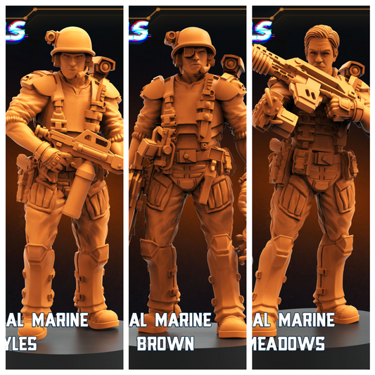 3D Printed Papsikels Human Colonial Marine SetJuly 2024 Scifi 28mm 32mm - 3D Printing Boss 