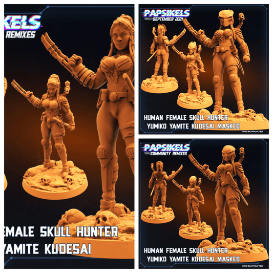 3D Printed Papsikels Human Female Skull Hunter Yumiko Yamite Kudesai Skull Hunters 2 The Exterminators 28mm 32mm - 3D Printing Boss 