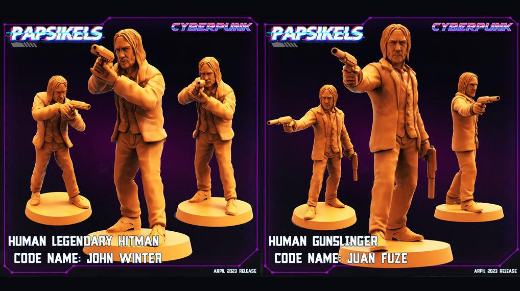 3D Printed Papsikels - Human Gunslinger Set - 28mm 32mm - 3D Printing Boss 