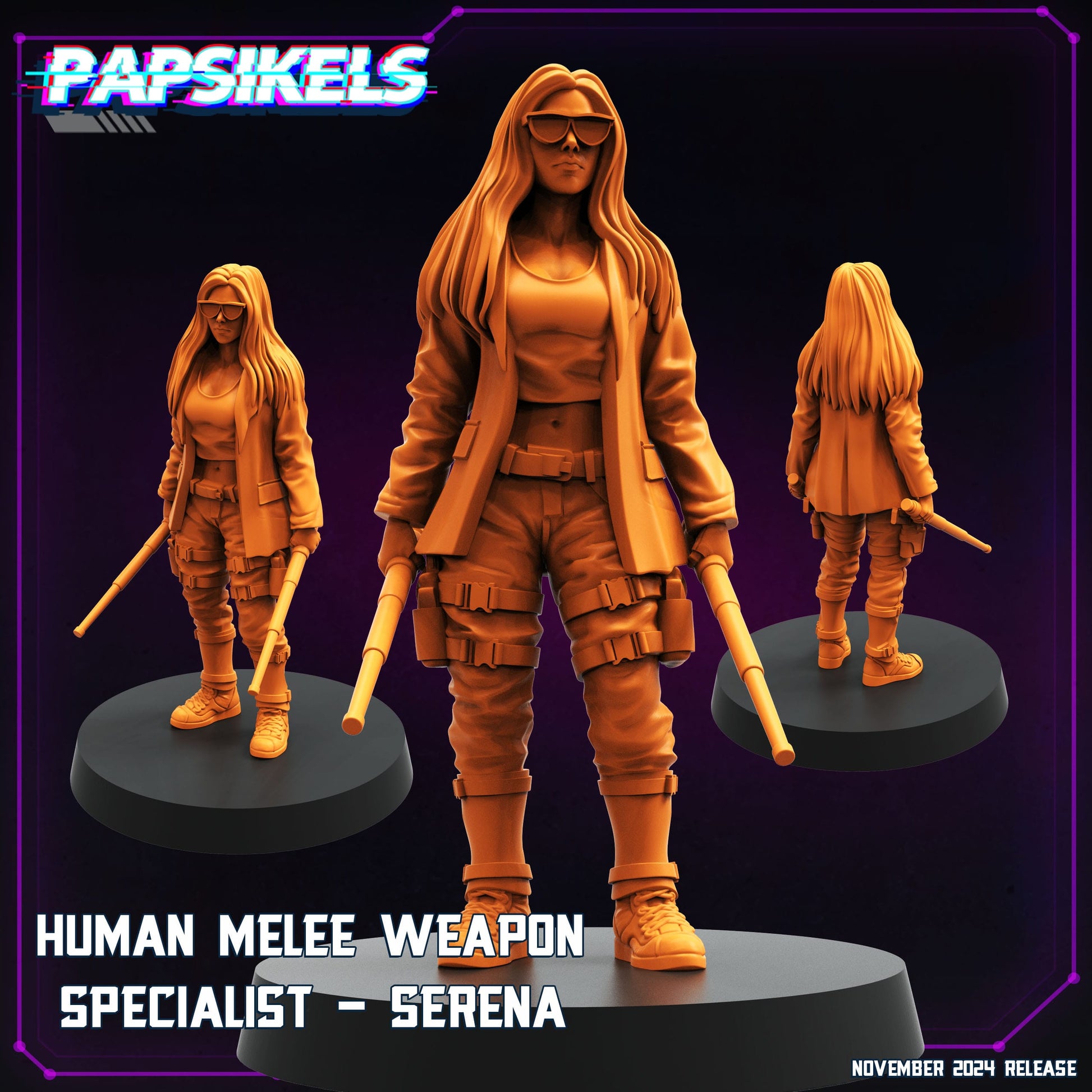 3D Printed Papsikels Human Melee Weapon Specialist Serena Nov 2024 Cyberpunk 28mm 32mm - 3D Printing Boss 