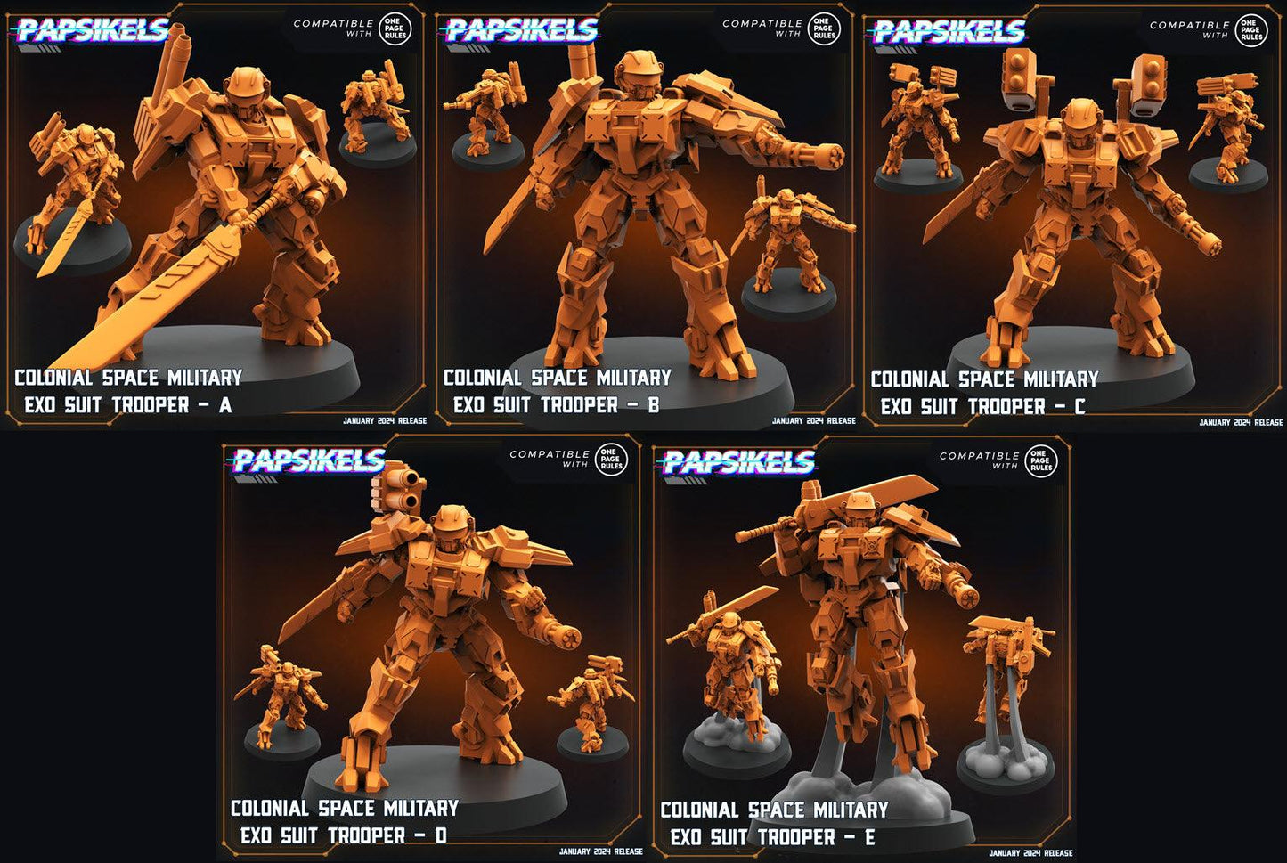 3D Printed Papsikels Human Offence Force Mech Troopers Set Dropship Troopers 28mm 32mm - 3D Printing Boss 