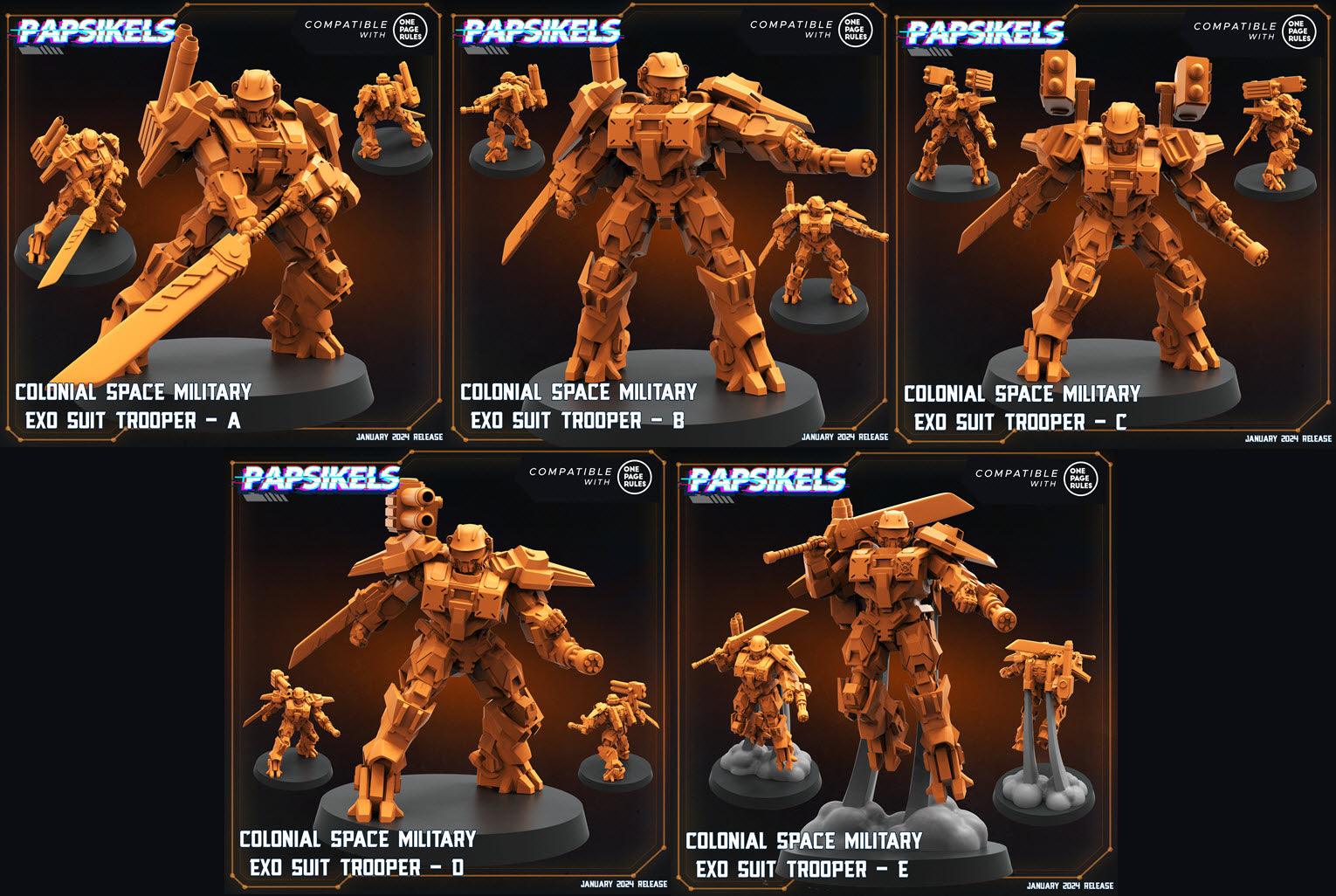 3D Printed Papsikels Human Offence Force Mech Troopers Set Dropship Troopers 28mm 32mm - 3D Printing Boss 