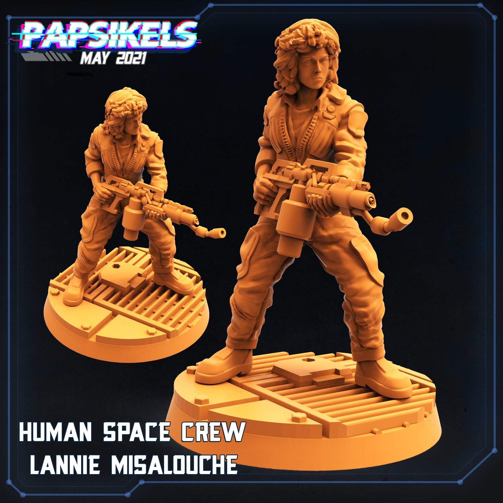 3D Printed Papsikels Human Space Crew Lannie Misalouche Aliens vs Humans 28mm 32mm - 3D Printing Boss 