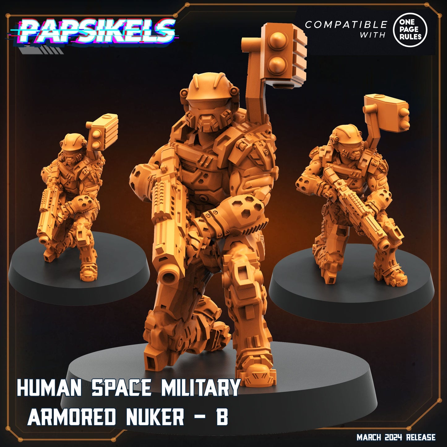 3D Printed Papsikels Human Space Military Armored Nuker Set 28mm 32mm - 3D Printing Boss 