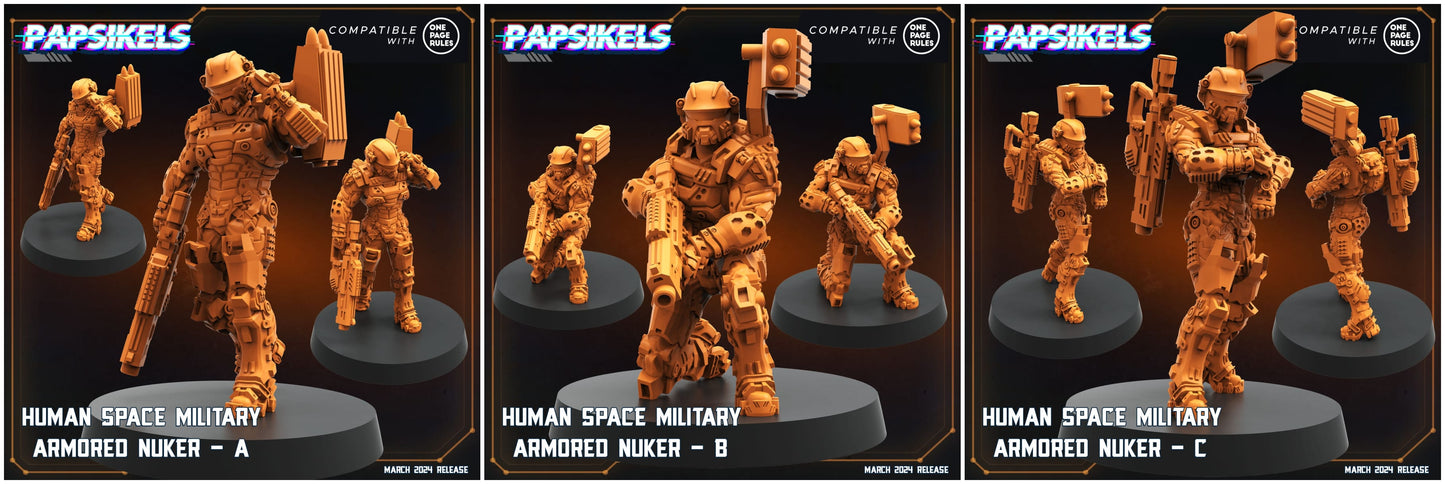 3D Printed Papsikels Human Space Military Armored Nuker Set 28mm 32mm - 3D Printing Boss 