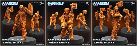3D Printed Papsikels Human Space Military Armored Nuker Set 28mm 32mm - 3D Printing Boss 