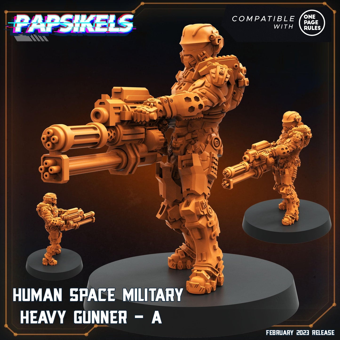 3D Printed Papsikels Human Space Military Heavy Gunners Set 28mm 32mm - 3D Printing Boss 