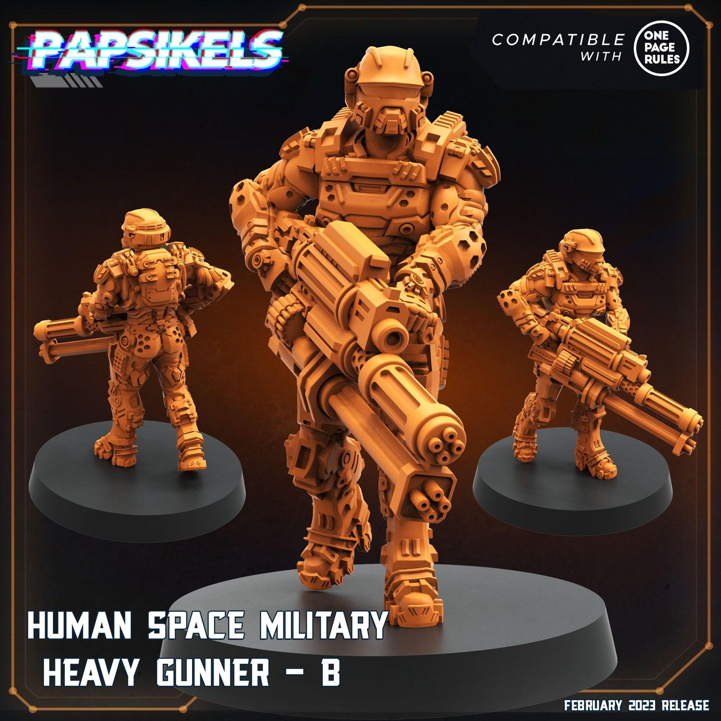 3D Printed Papsikels Human Space Military Heavy Gunners Set 28mm 32mm - 3D Printing Boss 