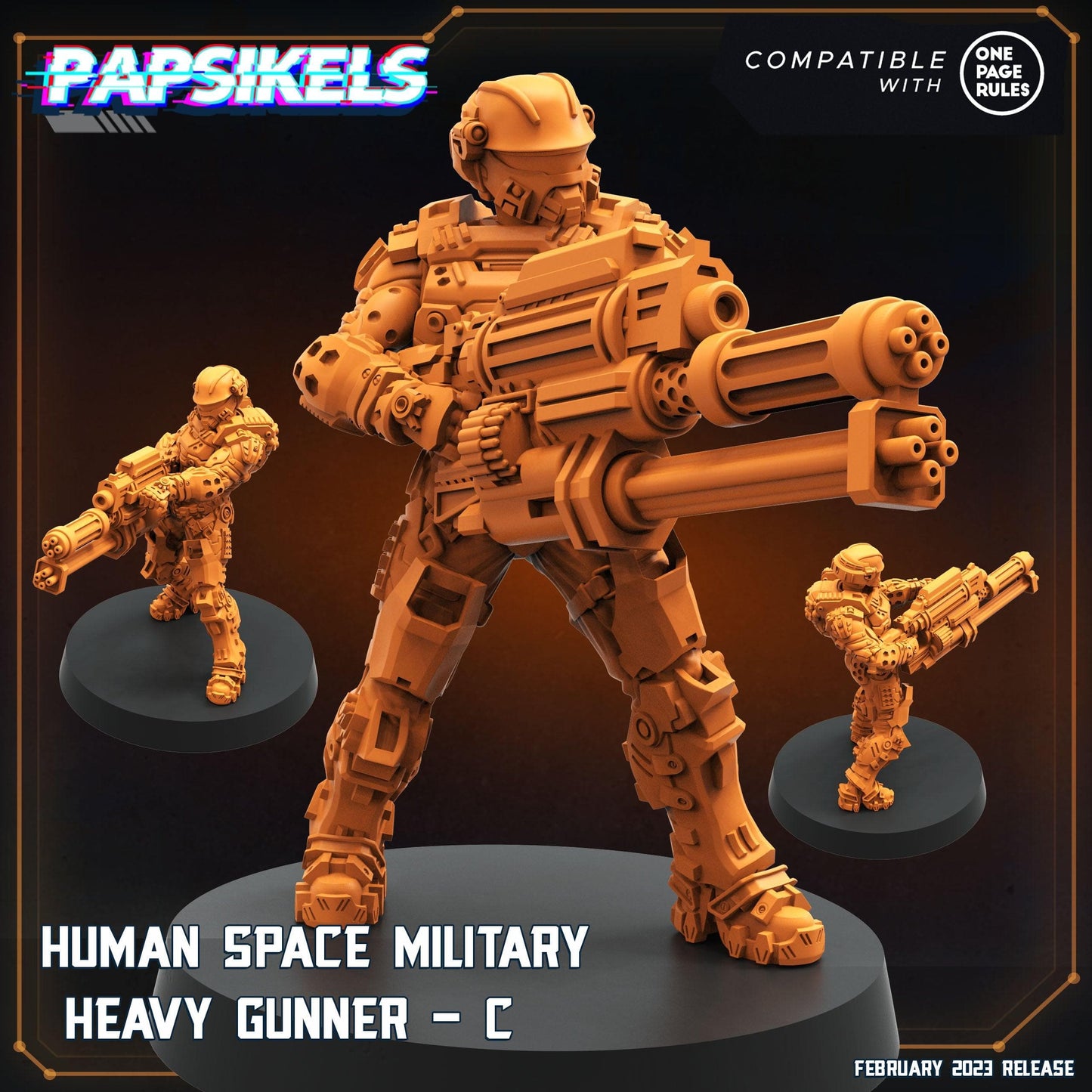 3D Printed Papsikels Human Space Military Heavy Gunners Set 28mm 32mm - 3D Printing Boss 