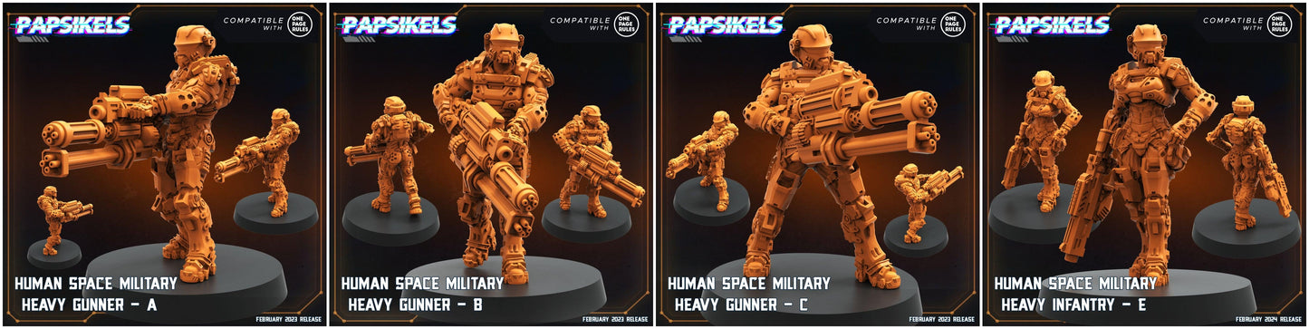 3D Printed Papsikels Human Space Military Heavy Gunners Set 28mm 32mm - 3D Printing Boss 