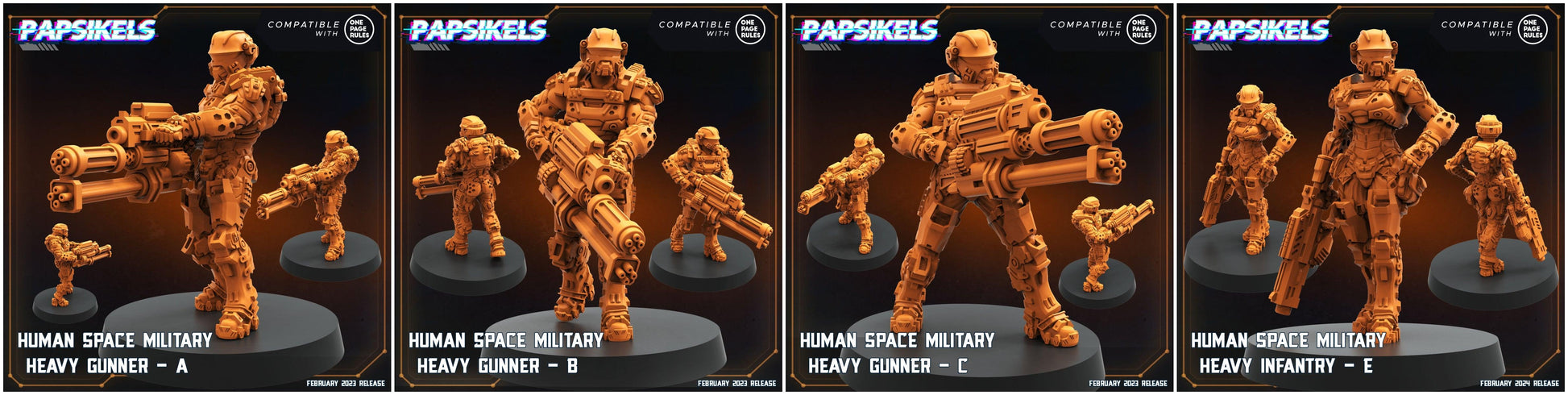 3D Printed Papsikels Human Space Military Heavy Gunners Set 28mm 32mm - 3D Printing Boss 