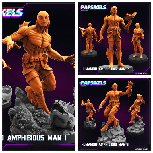 3D Printed Papsikels Humanoid Amphibious Man MARCH 2025 CYBERPUNK 28mm 32mm - 3D Printing Boss 