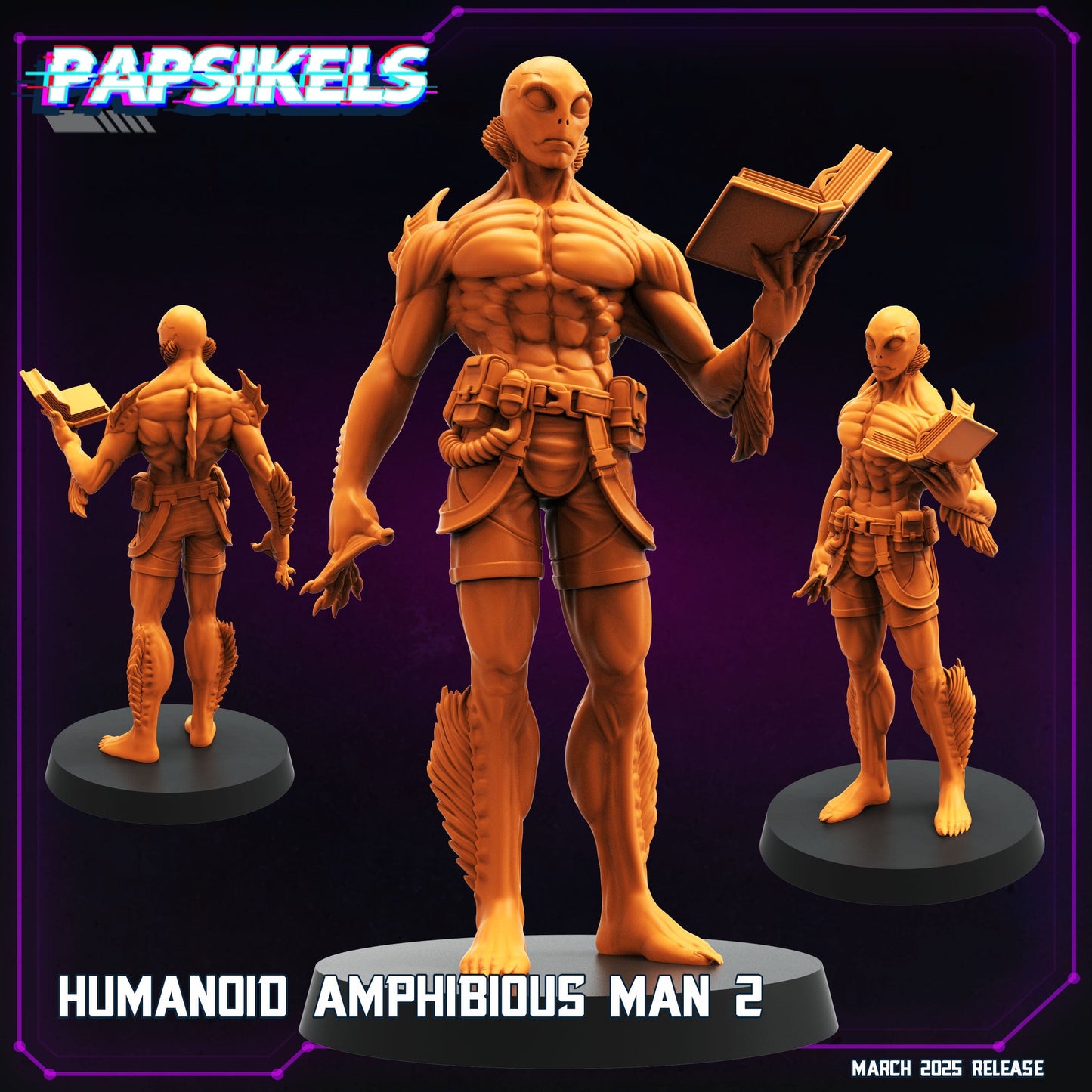 3D Printed Papsikels Humanoid Amphibious Man MARCH 2025 CYBERPUNK 28mm 32mm - 3D Printing Boss 