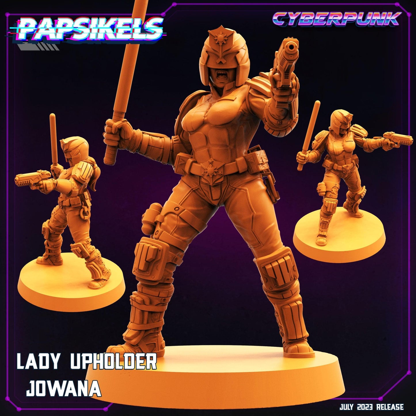 3D Printed Papsikels July 2023 - Cyberpunk Lady Upholder Set 28mm 32mm - 3D Printing Boss 