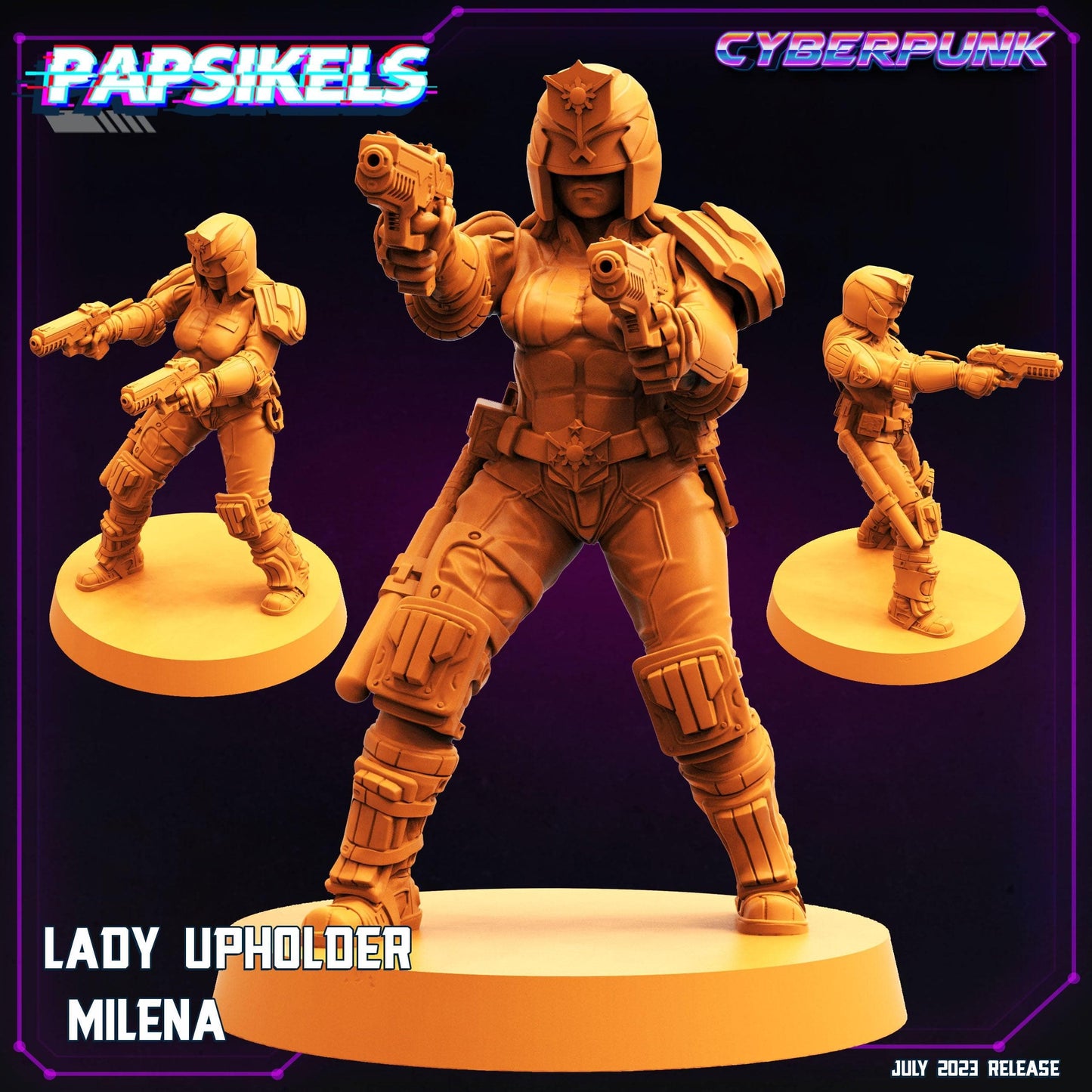 3D Printed Papsikels July 2023 - Cyberpunk Lady Upholder Set 28mm 32mm - 3D Printing Boss 
