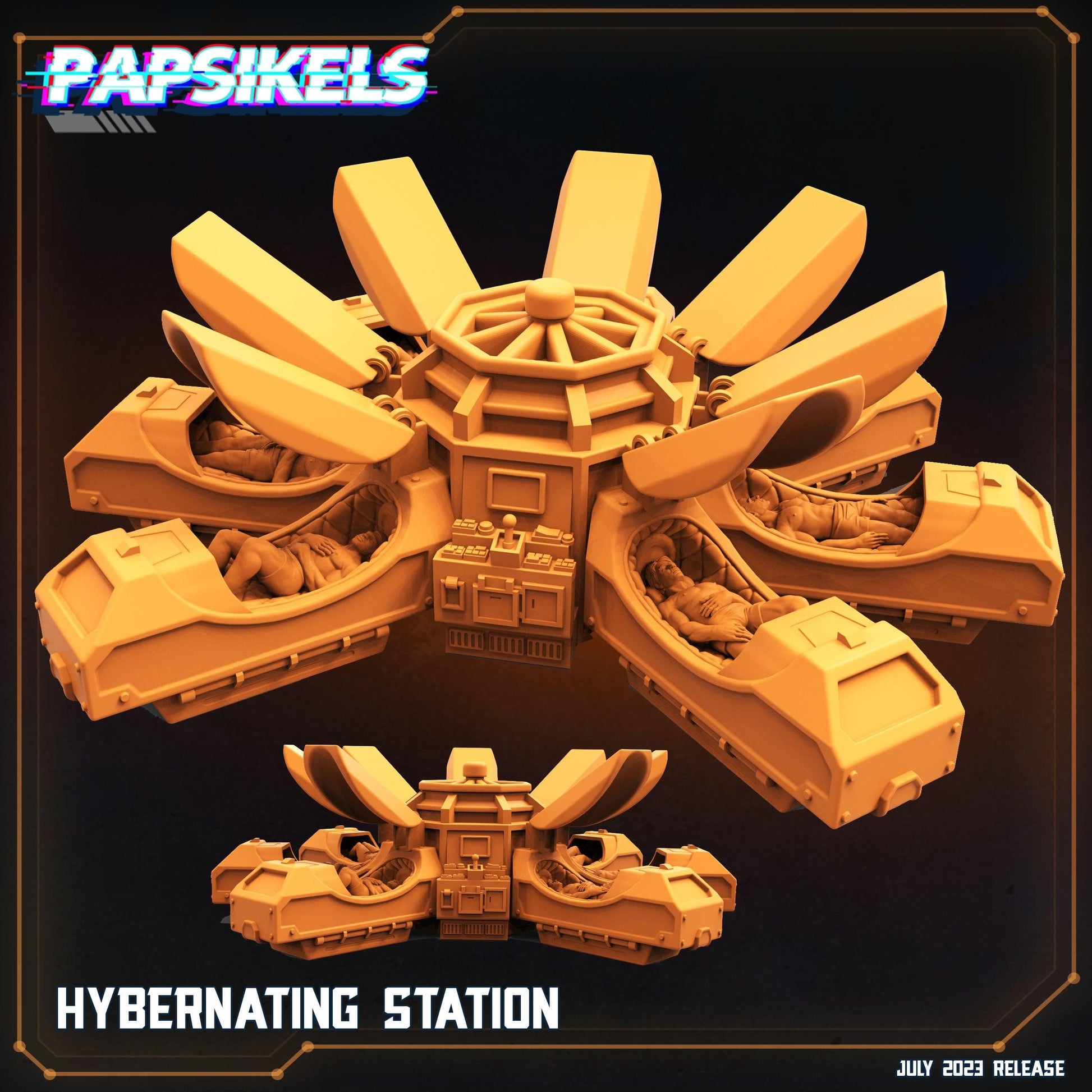 3D Printed Papsikels July 2023 - Xeno Wars Hybernating Station Set 28mm 32mm - 3D Printing Boss 