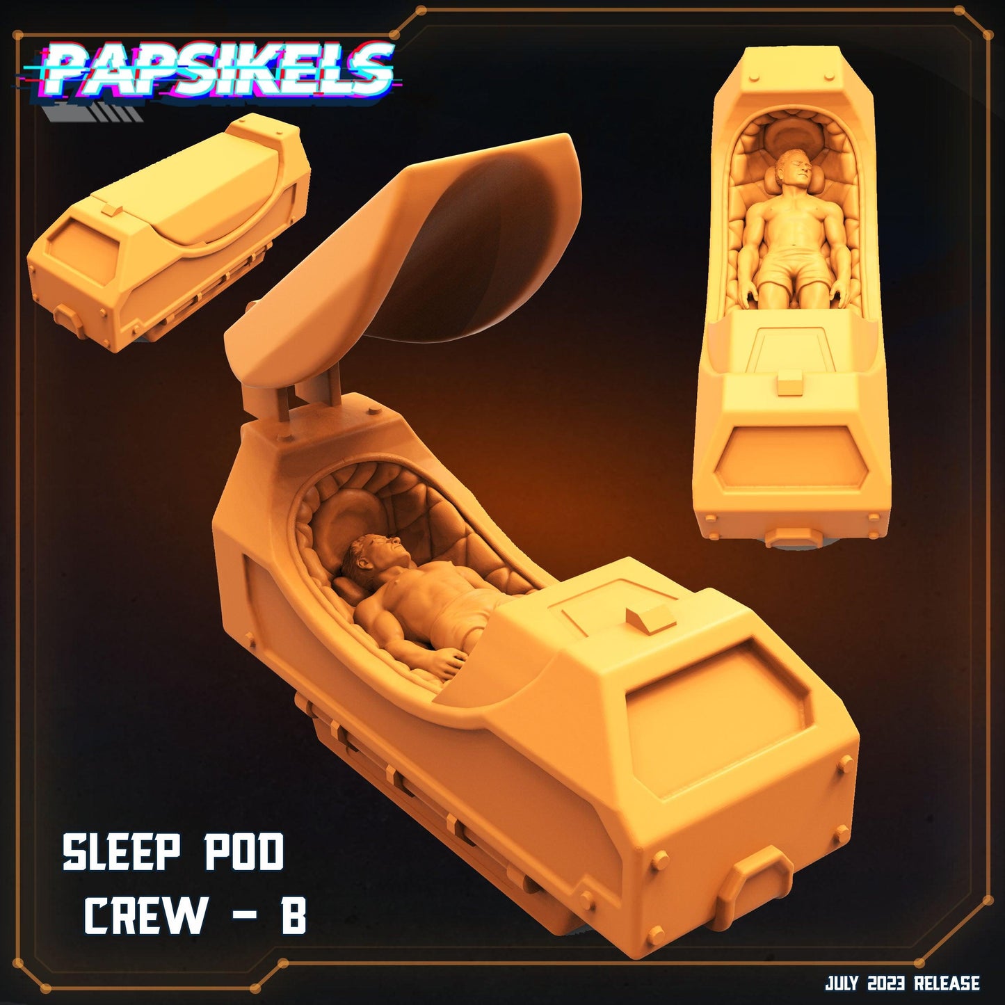 3D Printed Papsikels July 2023 - Xeno Wars Hybernating Station Set 28mm 32mm - 3D Printing Boss 