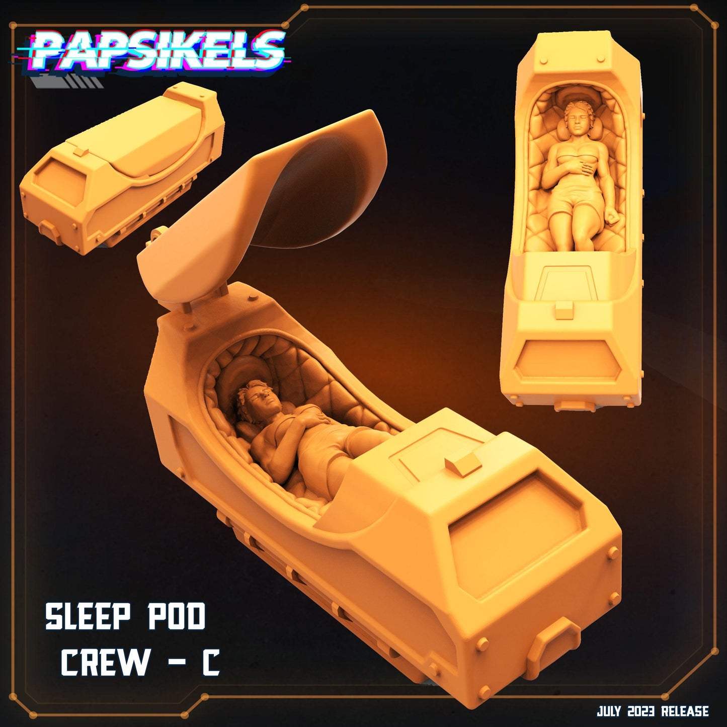 3D Printed Papsikels July 2023 - Xeno Wars Hybernating Station Set 28mm 32mm - 3D Printing Boss 