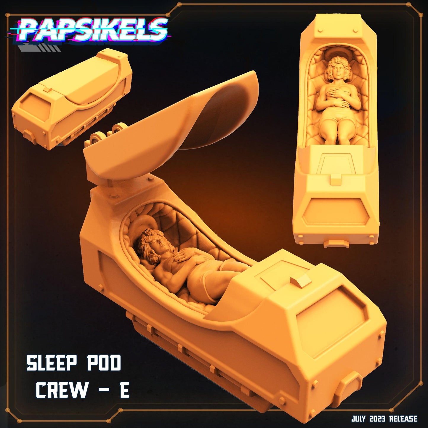 3D Printed Papsikels July 2023 - Xeno Wars Hybernating Station Set 28mm 32mm - 3D Printing Boss 
