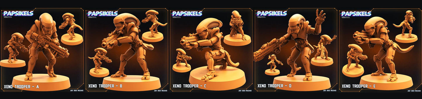 3D Printed Papsikels July 2023 - Xeno Wars Xeno Trooper Set 28mm 32mm - 3D Printing Boss 