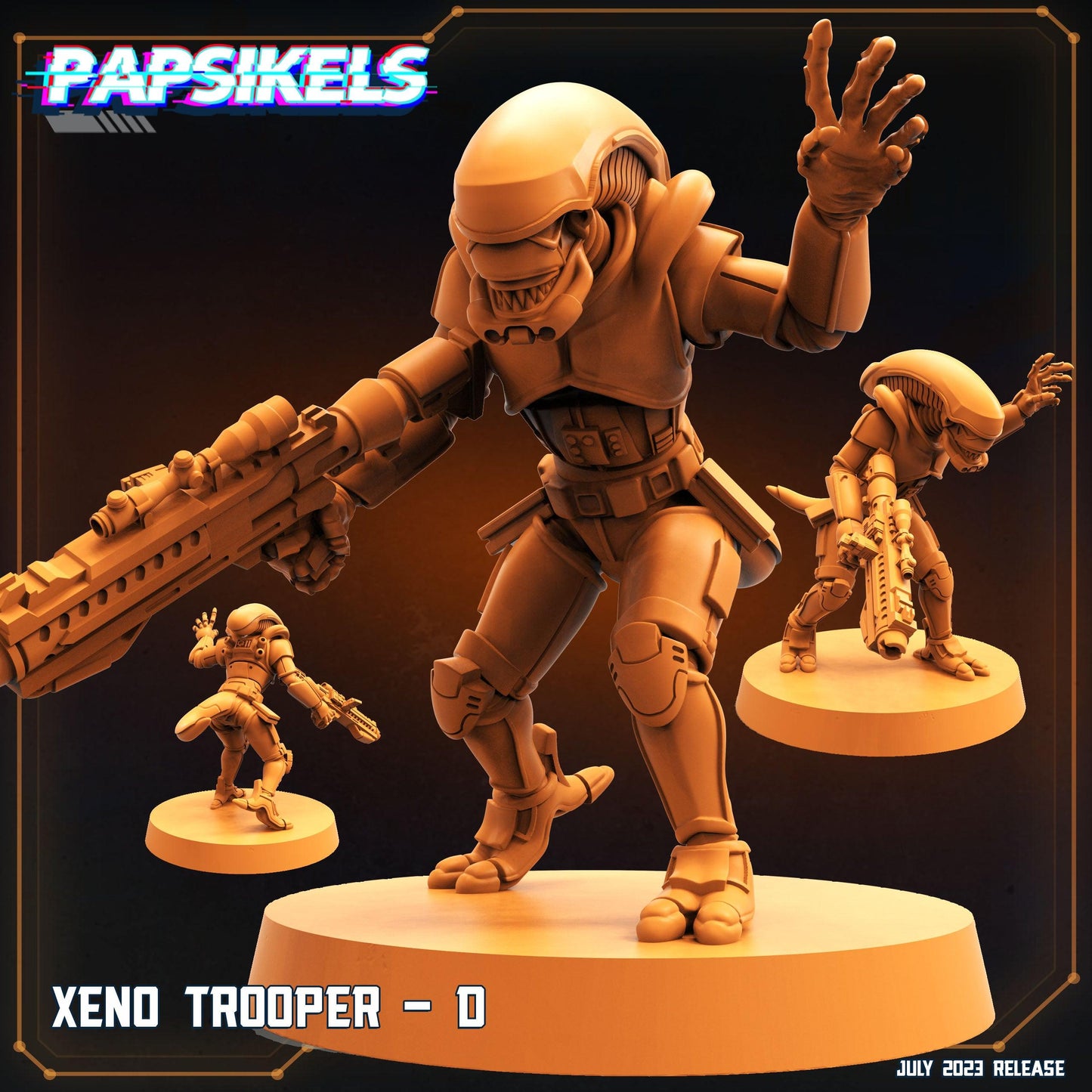 3D Printed Papsikels July 2023 - Xeno Wars Xeno Trooper Set 28mm 32mm - 3D Printing Boss 