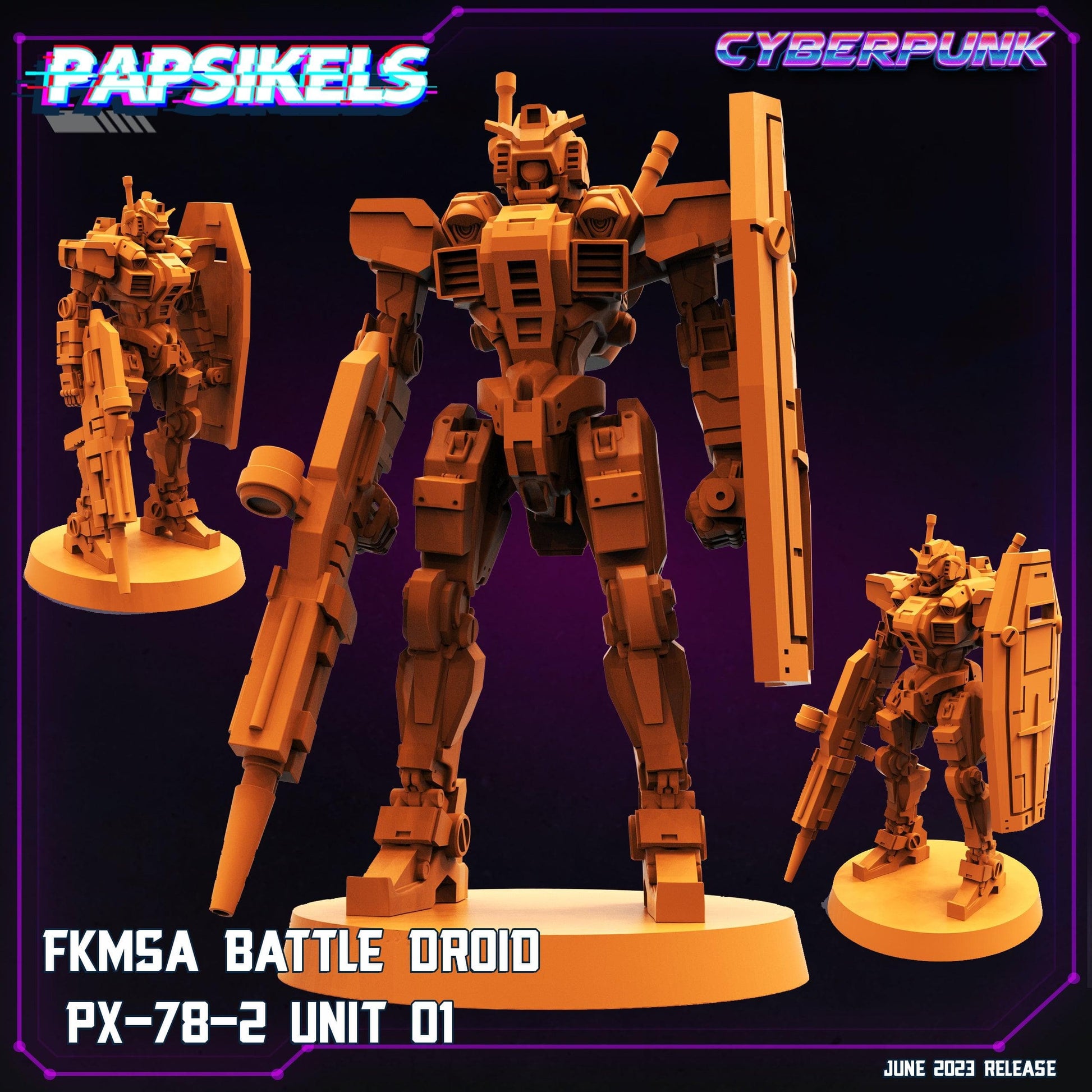3D Printed Papsikels June 2023 Cyberpunk Fkmsa Battle Droid Px 78-2 Unit 1 28mm 32mm - 3D Printing Boss 