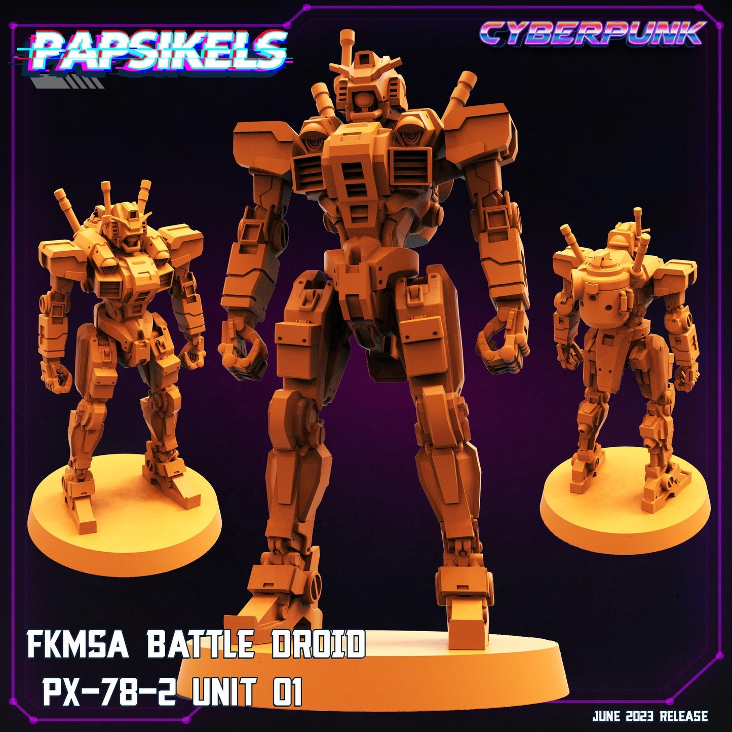 3D Printed Papsikels June 2023 Cyberpunk Fkmsa Battle Droid Px 78-2 Unit 1 28mm 32mm - 3D Printing Boss 