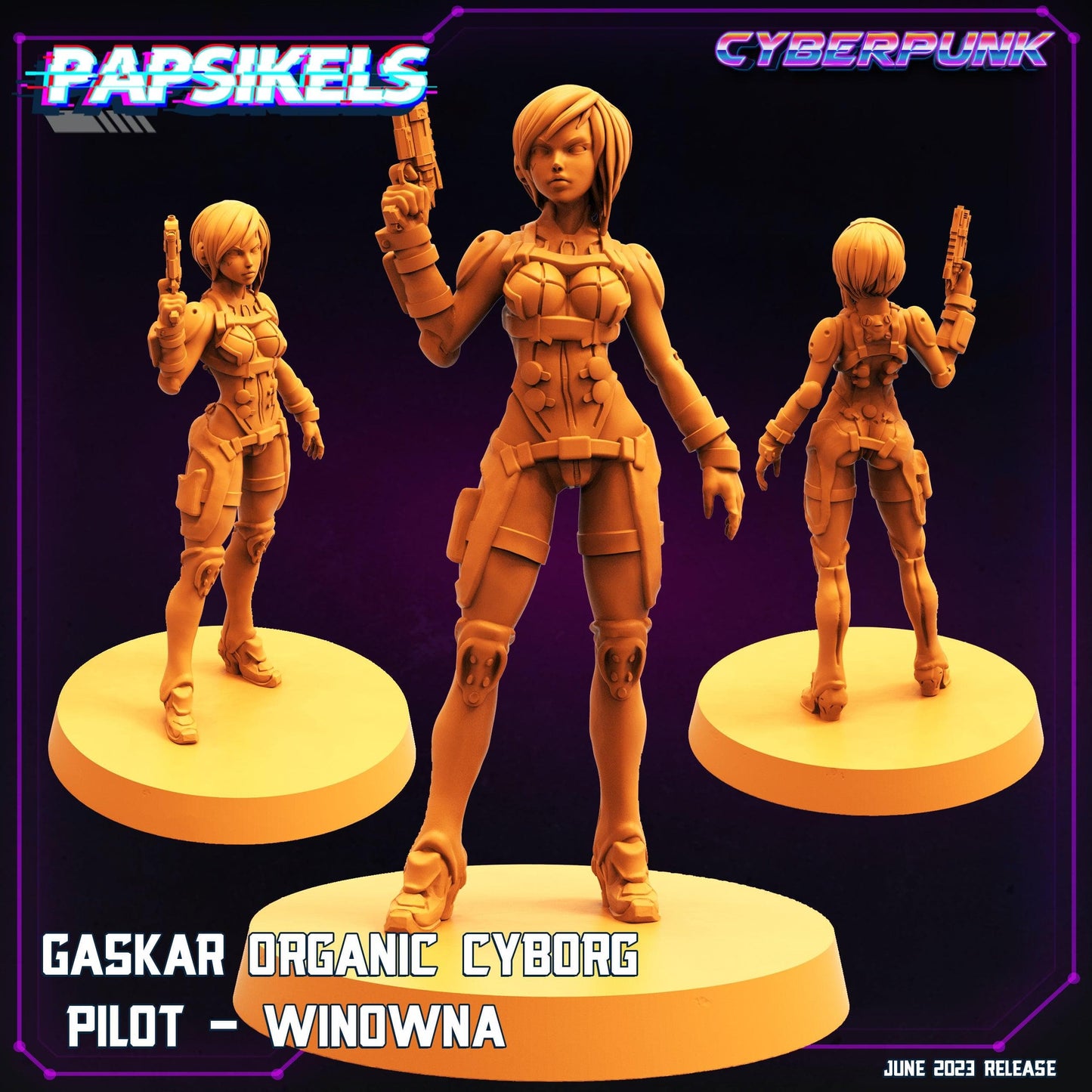 3D Printed Papsikels June 2023 Cyberpunk Gaskar Organic Cyborg Heavy Trooper Set 28mm 32mm - 3D Printing Boss 
