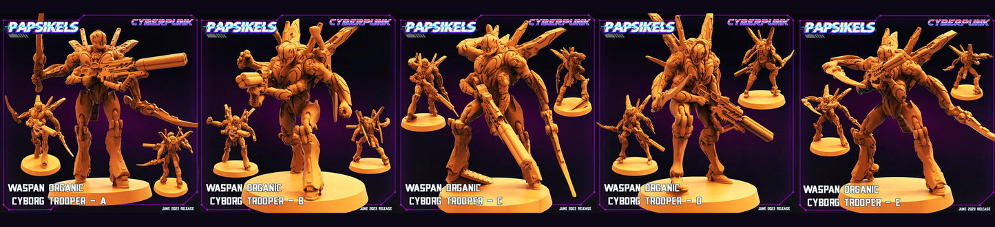 3D Printed Papsikels June 2023 Cyberpunk Waspan Organic Cyborg Trooper Set 28mm 32mm - 3D Printing Boss 