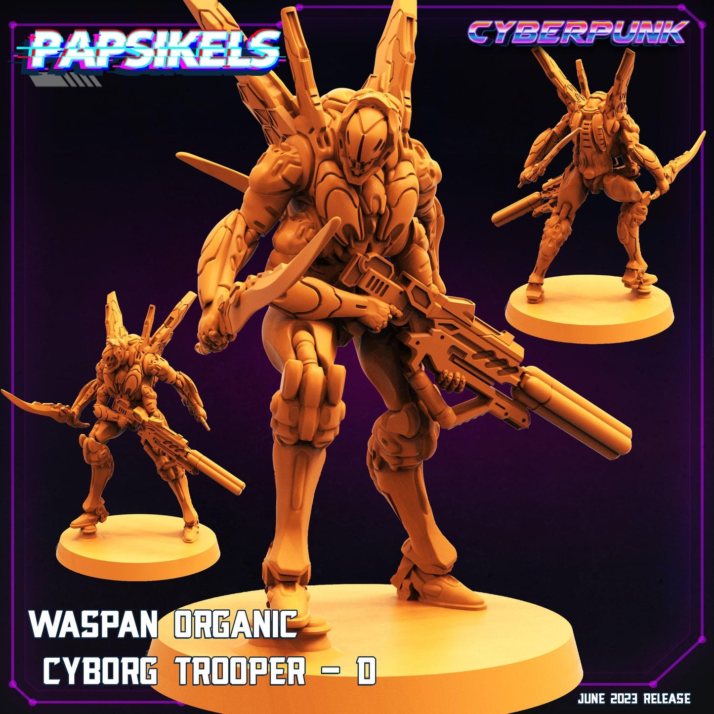 3D Printed Papsikels June 2023 Cyberpunk Waspan Organic Cyborg Trooper Set 28mm 32mm - 3D Printing Boss 