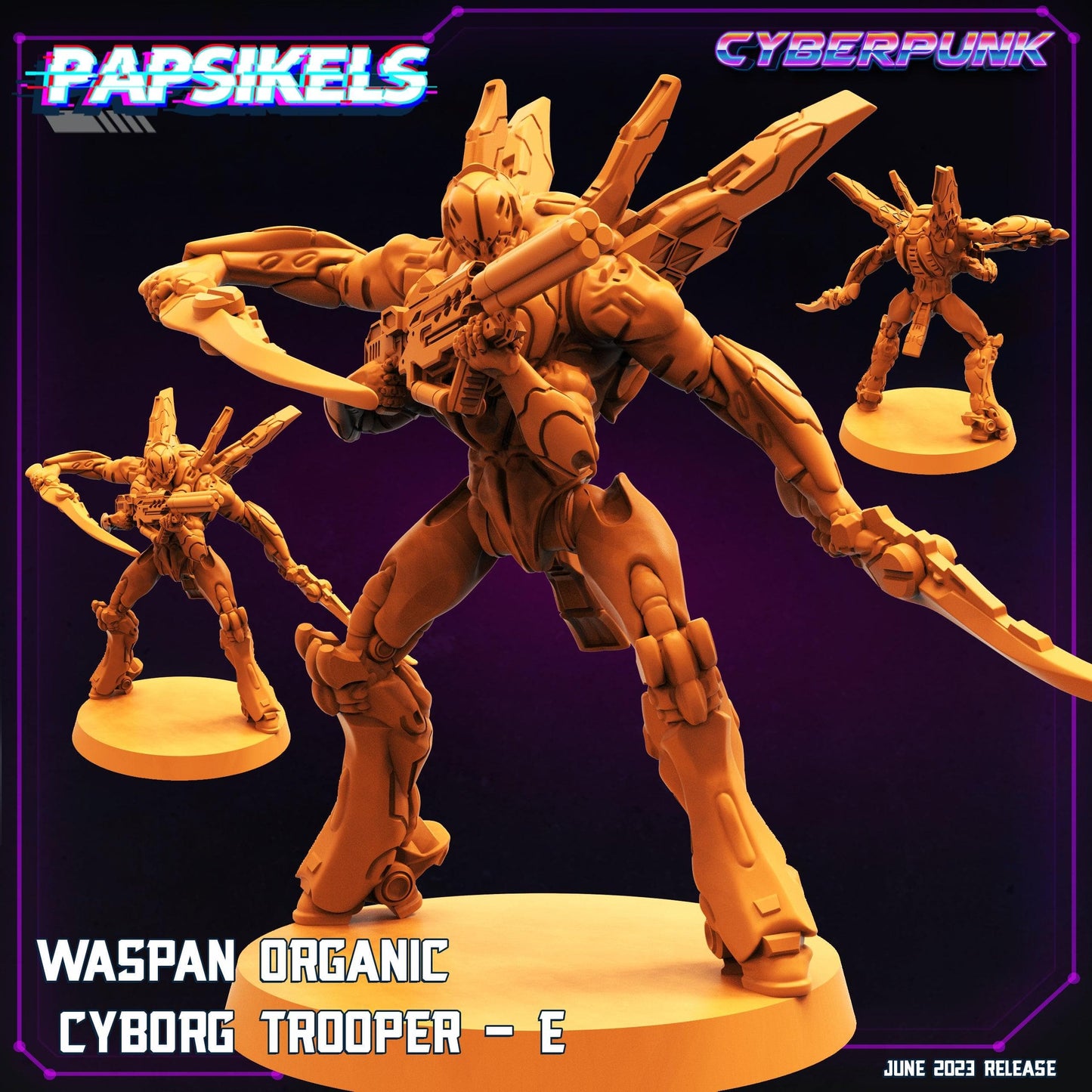 3D Printed Papsikels June 2023 Cyberpunk Waspan Organic Cyborg Trooper Set 28mm 32mm - 3D Printing Boss 
