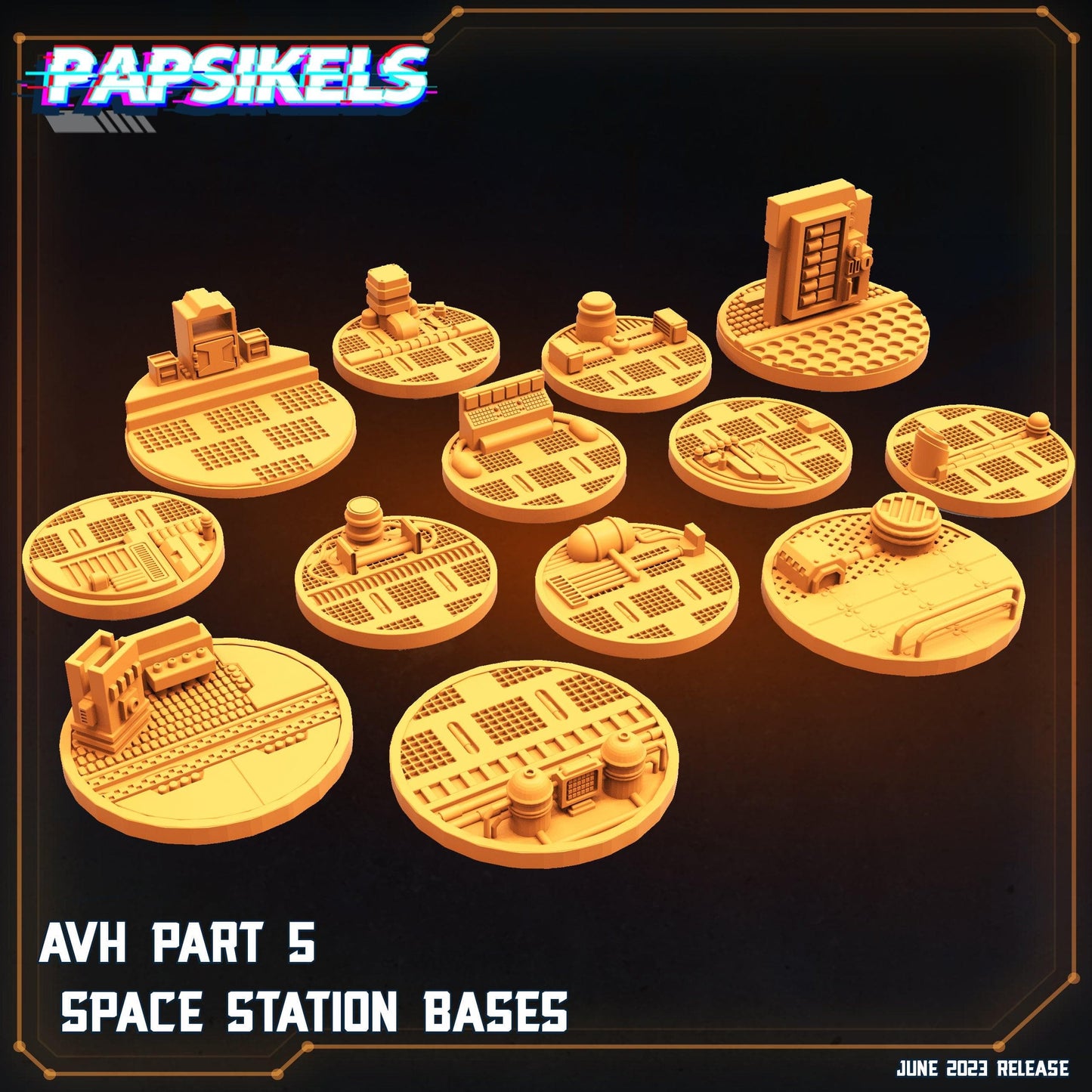 3D Printed Papsikels June 2023 Scifi - Aliens Vs Humans Part 5 Avh 5 Bases 28mm 32mm - 3D Printing Boss 