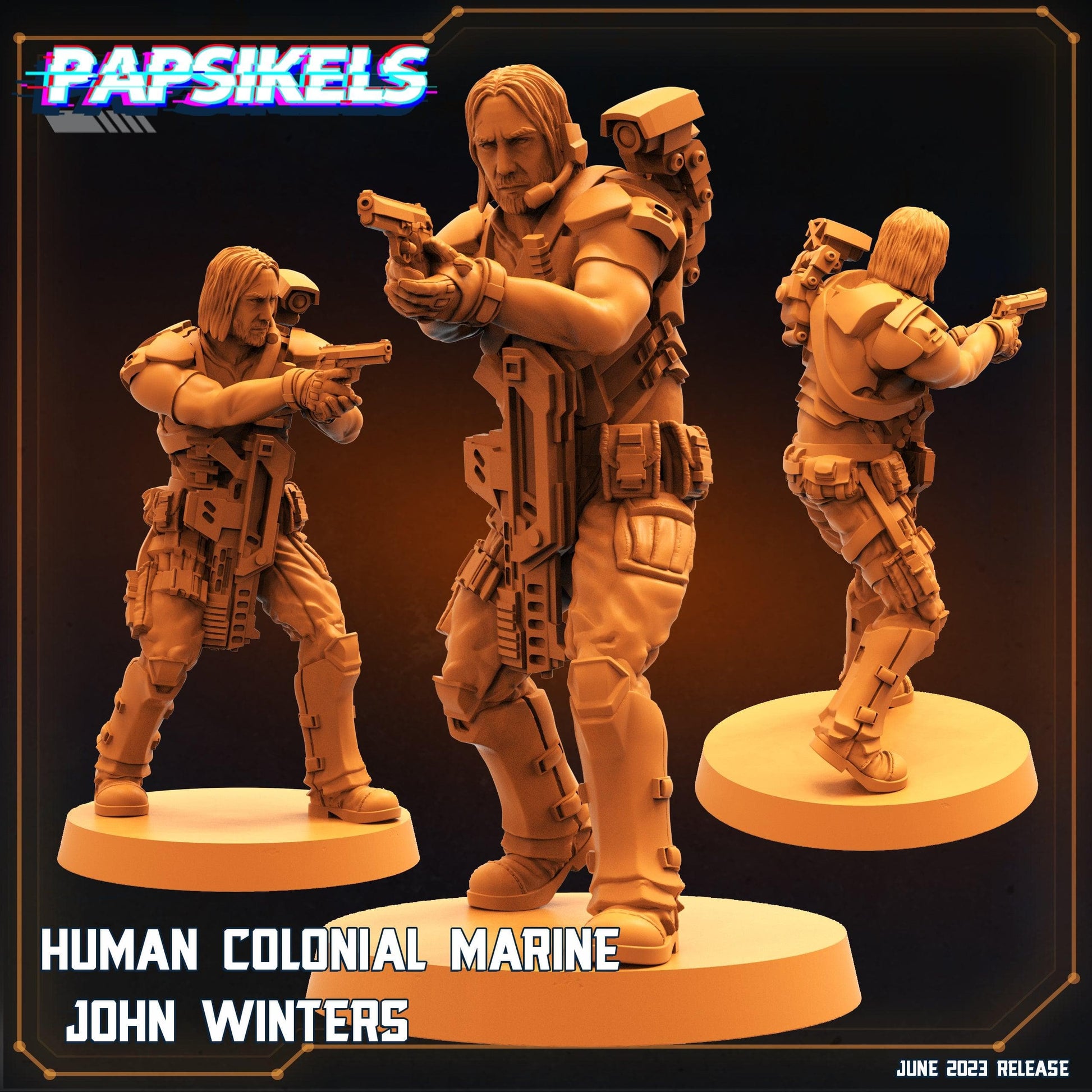 3D Printed Papsikels June 2023 Scifi - Aliens Vs Humans Part 5 Human Colonial Set 28mm 32mm - 3D Printing Boss 