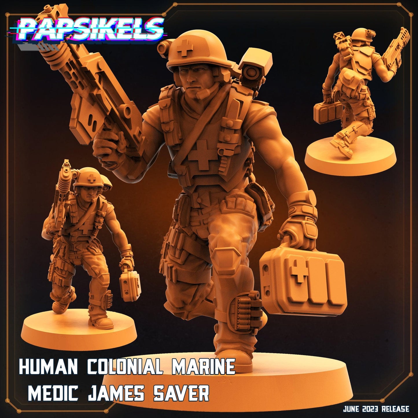 3D Printed Papsikels June 2023 Scifi - Aliens Vs Humans Part 5 Human Colonial Set 28mm 32mm - 3D Printing Boss 