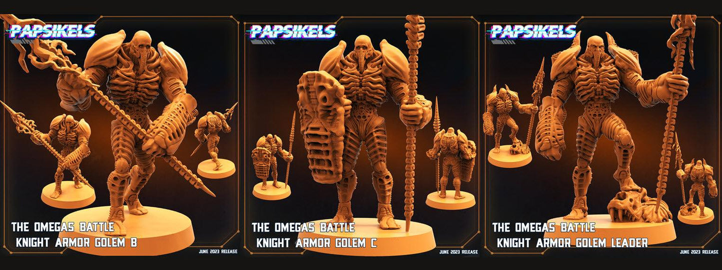 3D Printed Papsikels June 2023 Scifi - Aliens Vs Humans Part 5 The Omega Battle Knight Armor Golem Set 28mm 32mm - 3D Printing Boss 