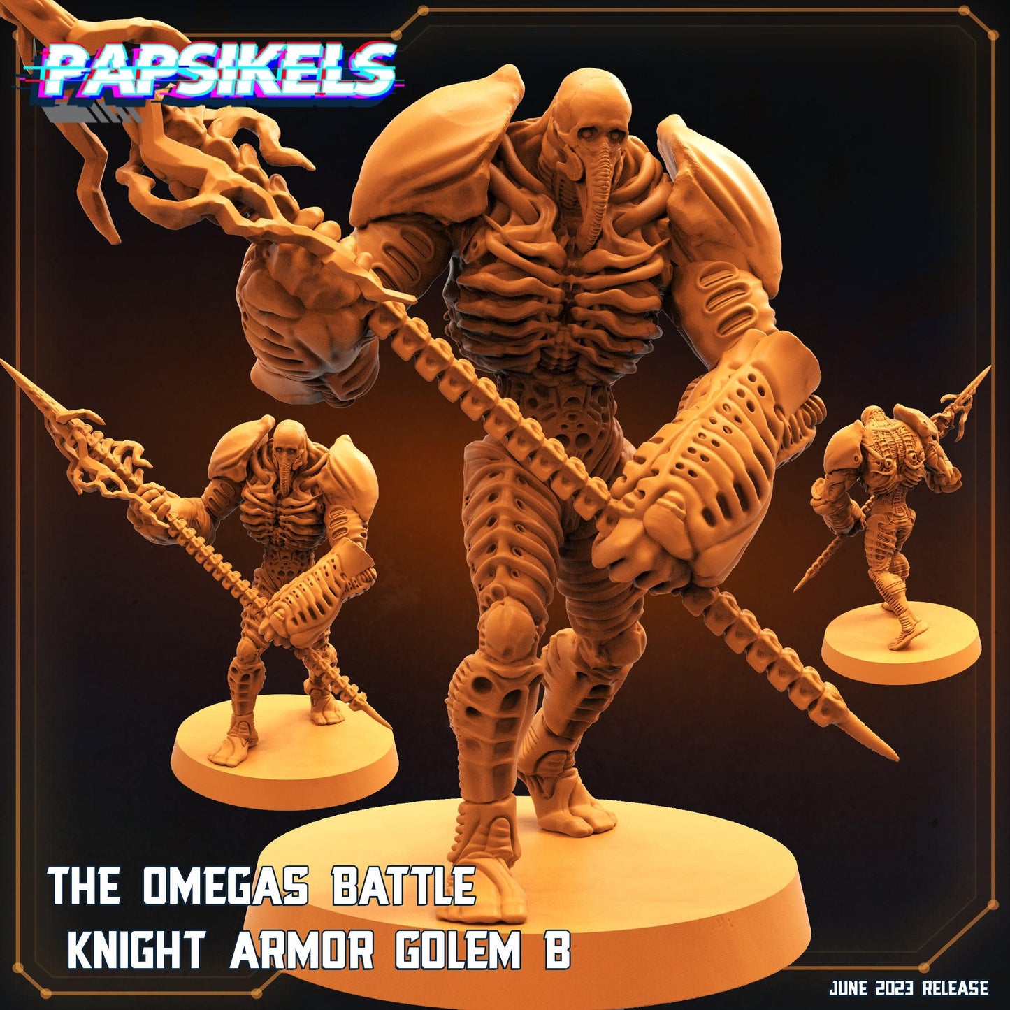 3D Printed Papsikels June 2023 Scifi - Aliens Vs Humans Part 5 The Omega Battle Knight Armor Golem Set 28mm 32mm - 3D Printing Boss 