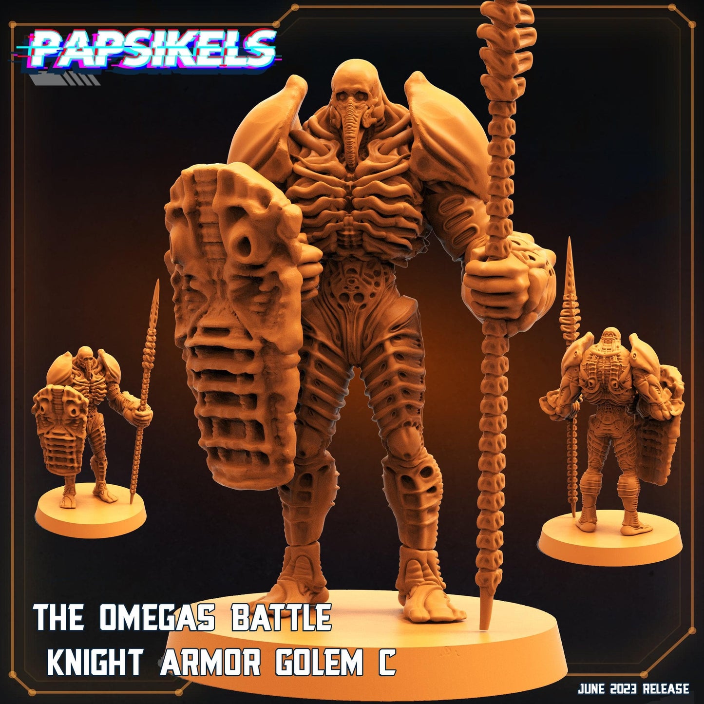 3D Printed Papsikels June 2023 Scifi - Aliens Vs Humans Part 5 The Omega Battle Knight Armor Golem Set 28mm 32mm - 3D Printing Boss 