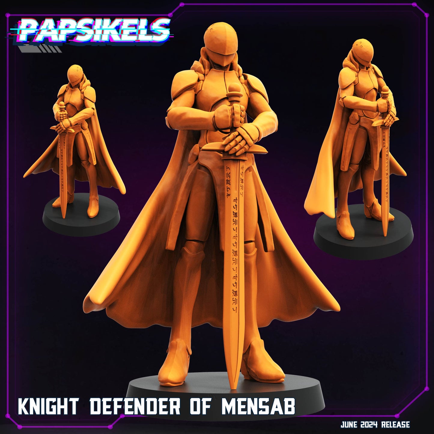 3D Printed Papsikels Knight Defender Of Mensab Set JUNE 2024 TRIBES - CYBERPUNK 28mm 32mm - 3D Printing Boss 