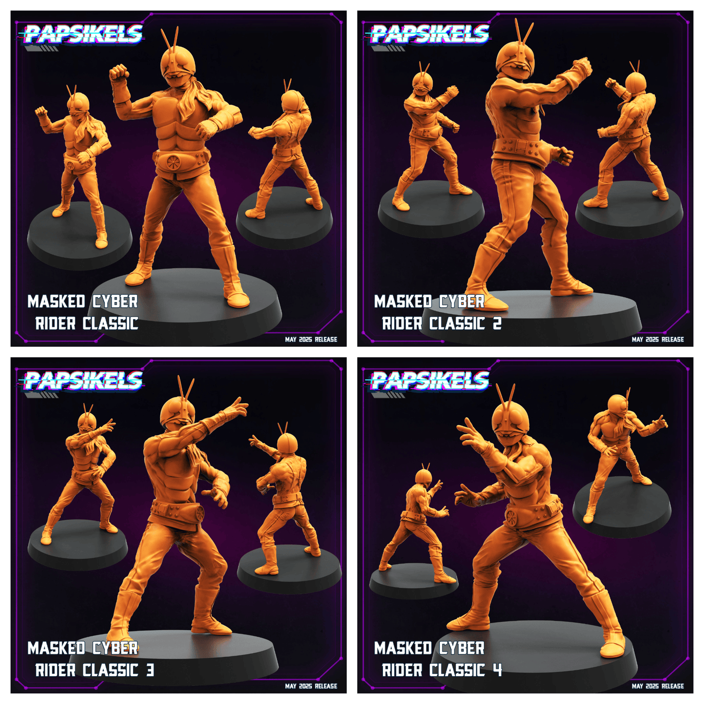 3D Printed Papsikels Masked Cyber Rider Classic Set May 2025 Cyberpunk Set 28mm 32mm - 3D Printing Boss 