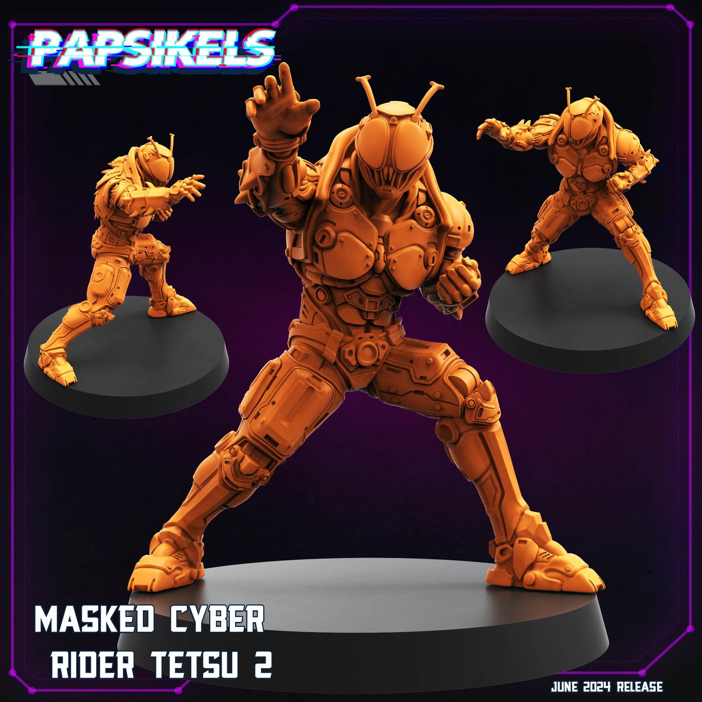 3D Printed Papsikels Masked Cyber Rider Tetsu Set JUNE 2024 TRIBES - CYBERPUNK 28mm 32mm - 3D Printing Boss 