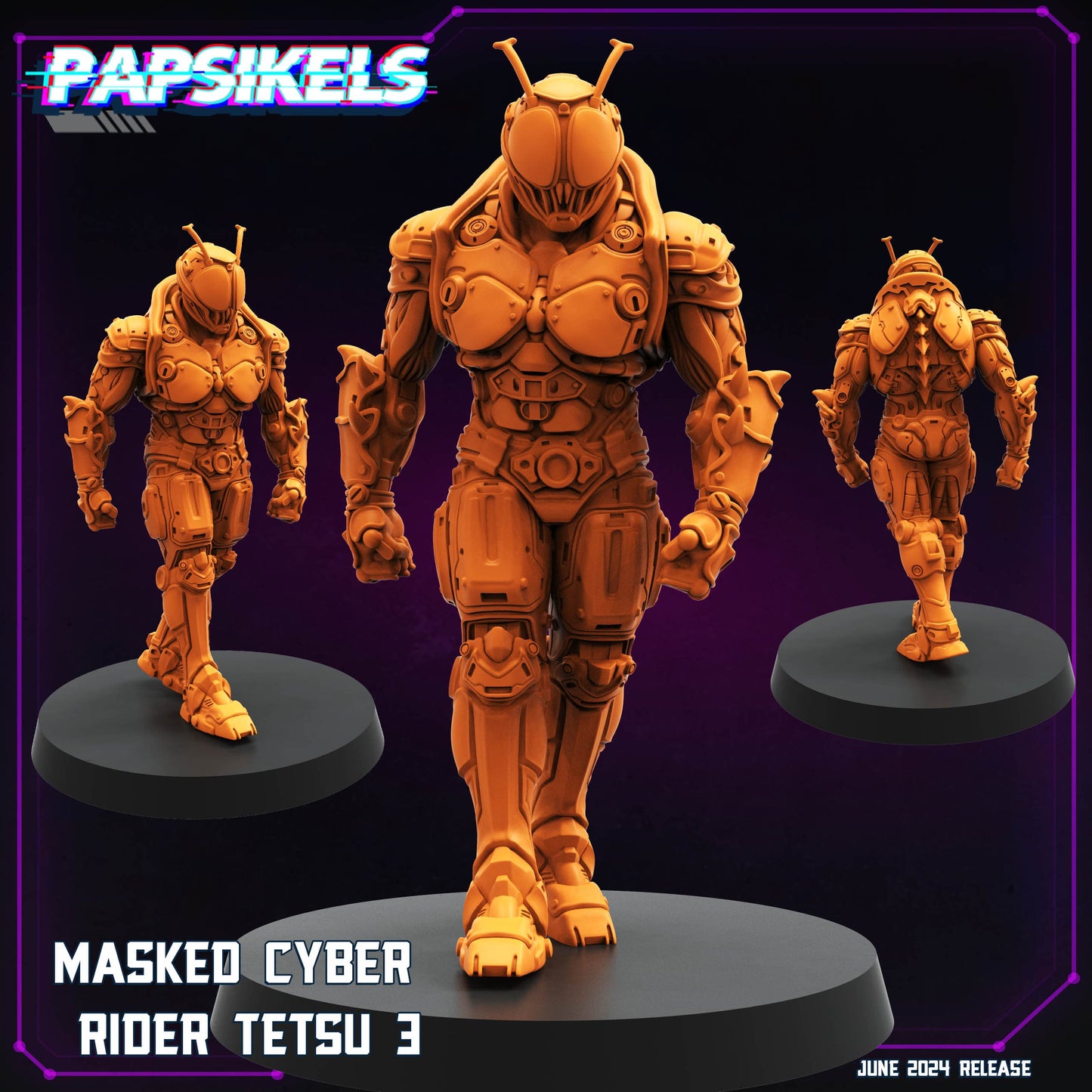 3D Printed Papsikels Masked Cyber Rider Tetsu Set JUNE 2024 TRIBES - CYBERPUNK 28mm 32mm - 3D Printing Boss 