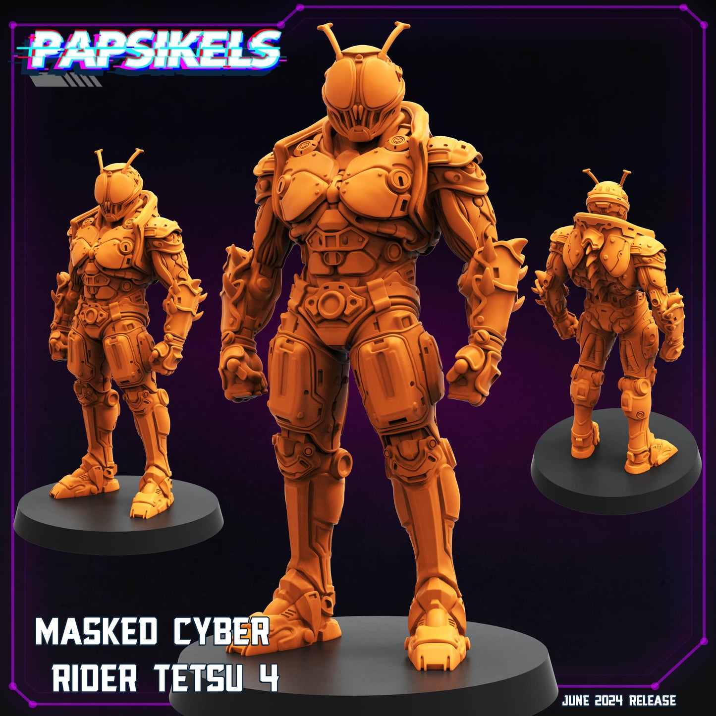 3D Printed Papsikels Masked Cyber Rider Tetsu Set JUNE 2024 TRIBES - CYBERPUNK 28mm 32mm - 3D Printing Boss 