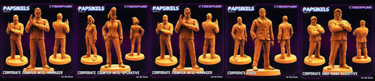 3D Printed Papsikels May 2023 Cyberpunk Corporate Counter Intel Set 28mm 32mm - 3D Printing Boss 