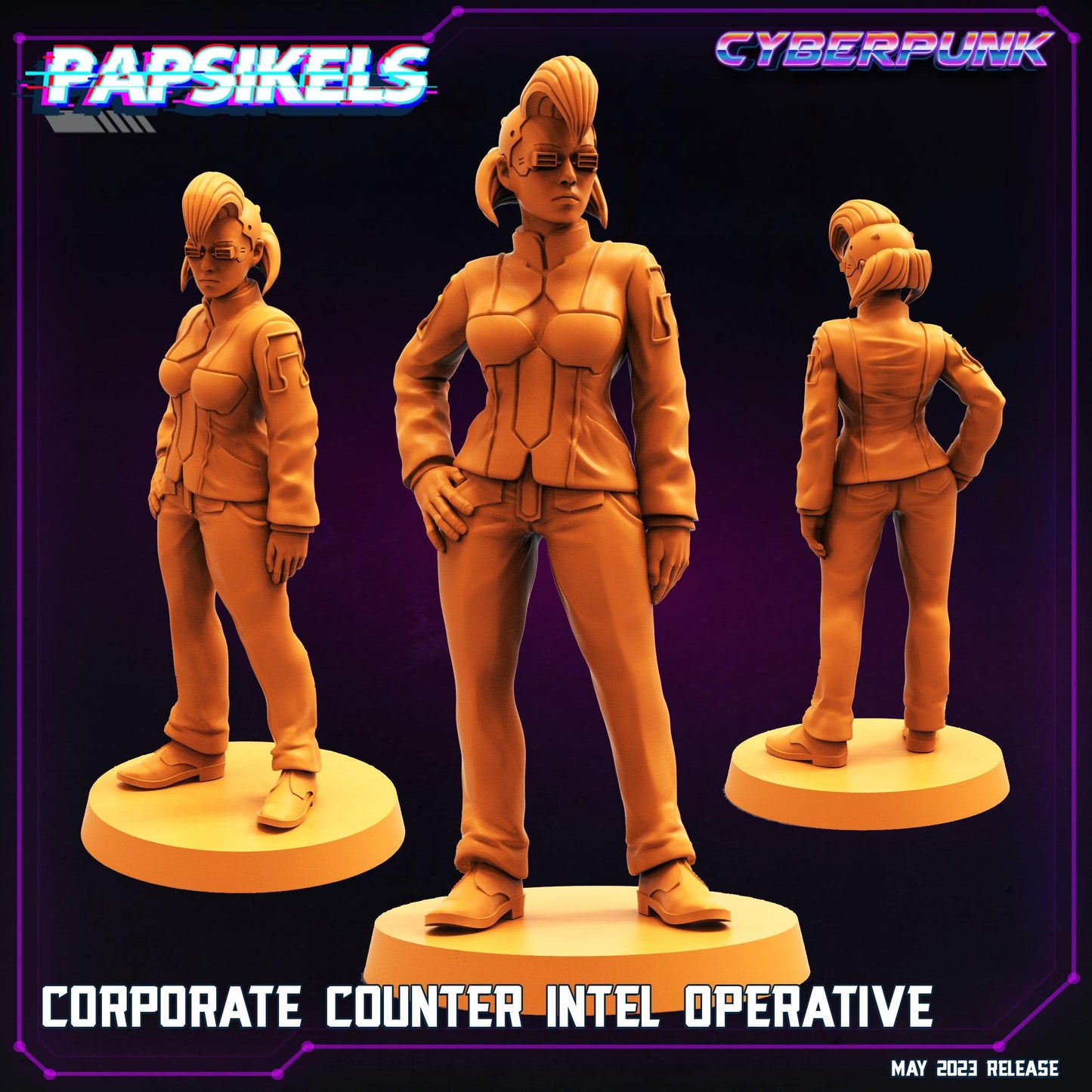 3D Printed Papsikels May 2023 Cyberpunk Corporate Counter Intel Set 28mm 32mm - 3D Printing Boss 